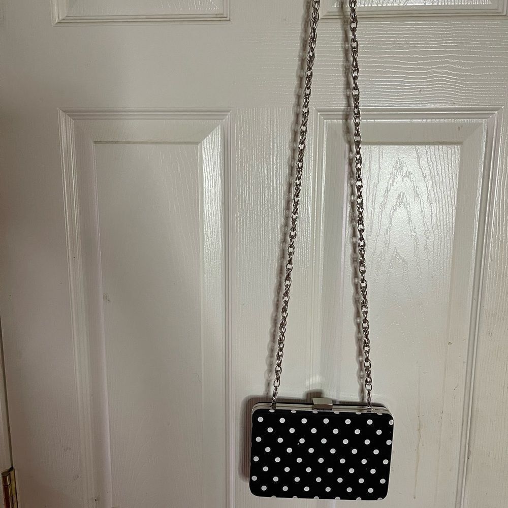 White House black market black and white polka crossbody/ Clutch